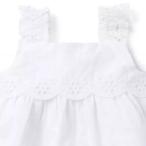 Janie And Jack Baby  Eyelet Cotton White Dress Size 6-12 Months